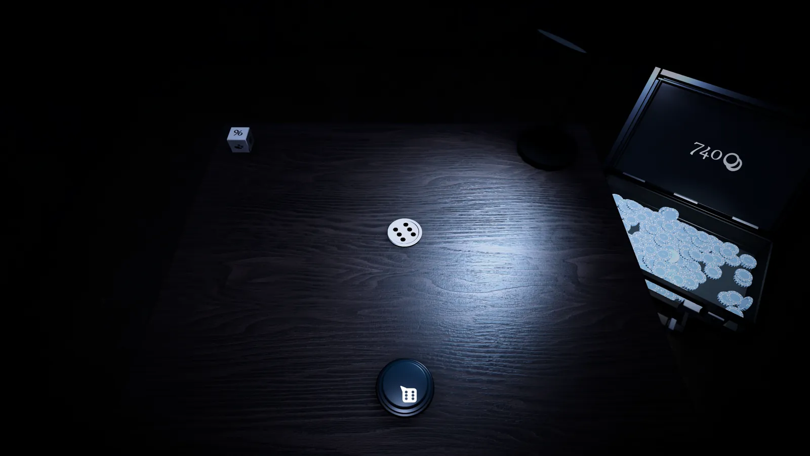 A coin-like piece spinning on the table